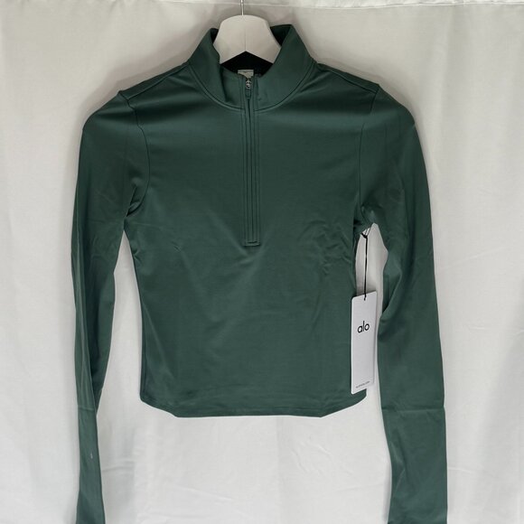 ALO Yoga Softsculpt 1/4 Zip Longsleeve NWT Clover Green - Picture 2 of 10